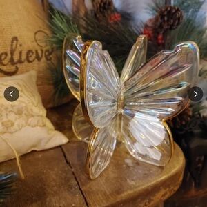 Bath & Body Works Glass Butterfly Pedestal 3-Wick Candle Holder